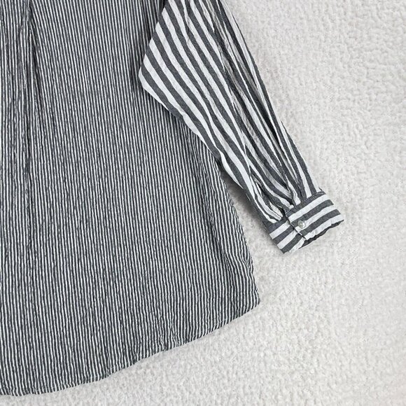 Jane + Delancey Gray Striped Button-Up Shirt Womens Long Sleeve Plus Size 1X - Picture 16 of 16